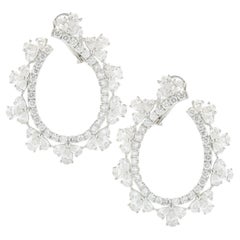 18 Karat White Gold Ornate Freeform Diamond Earrings
