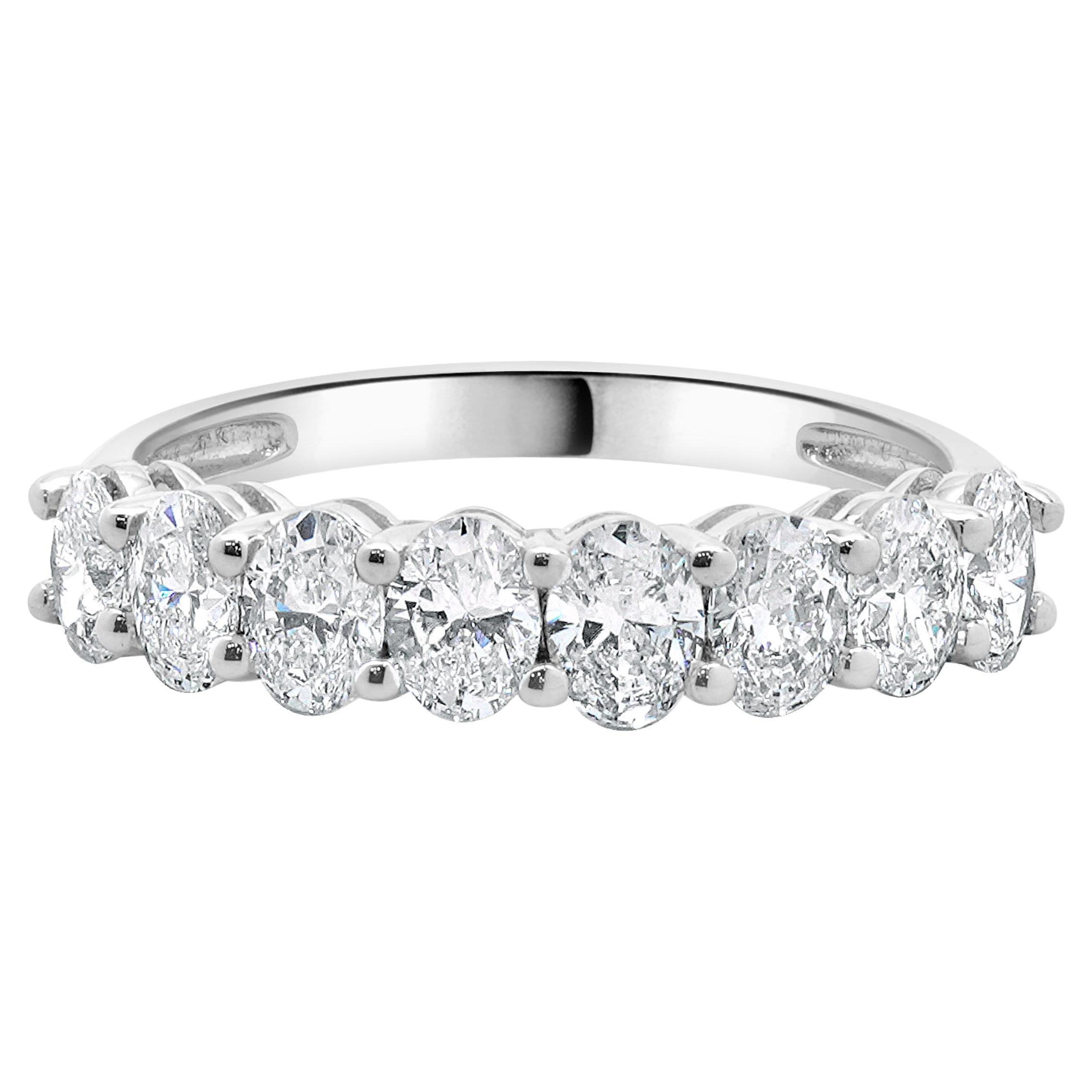 18 Karat White Gold Oval Diamond Band For Sale