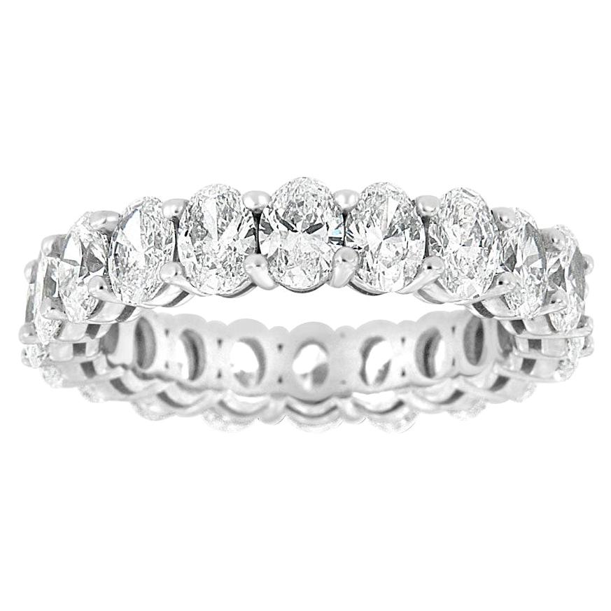 For Sale:  18 Karat White Gold Oval Eternity Diamond Ring '4 Carat'