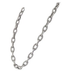 Chaîne collier à maillons ovales en or blanc 18 carats et diamants 90 carats