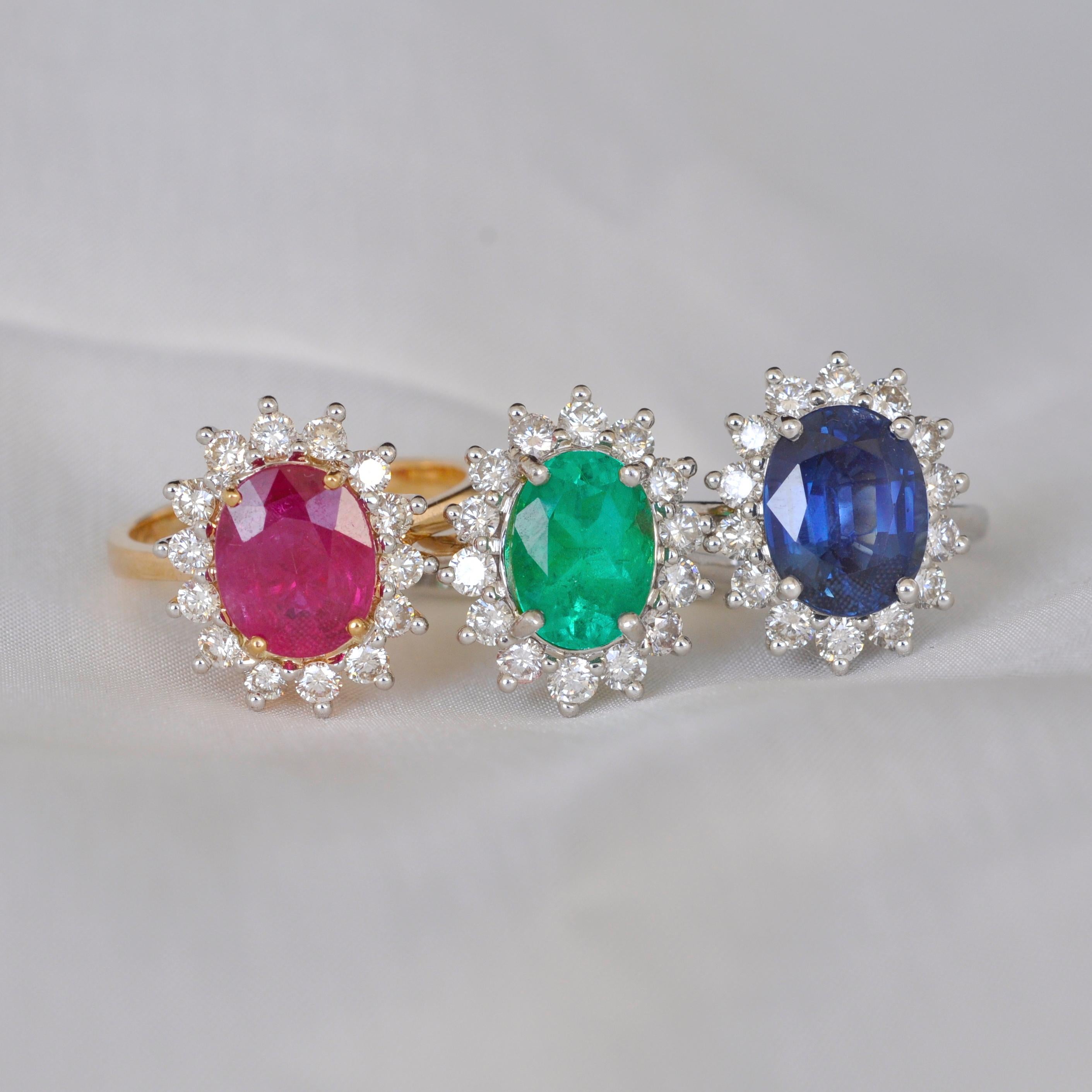 Verlobungsring, 18 Karat Weißgold zertifizierter ovaler blauer Saphir Diamant im Angebot 9