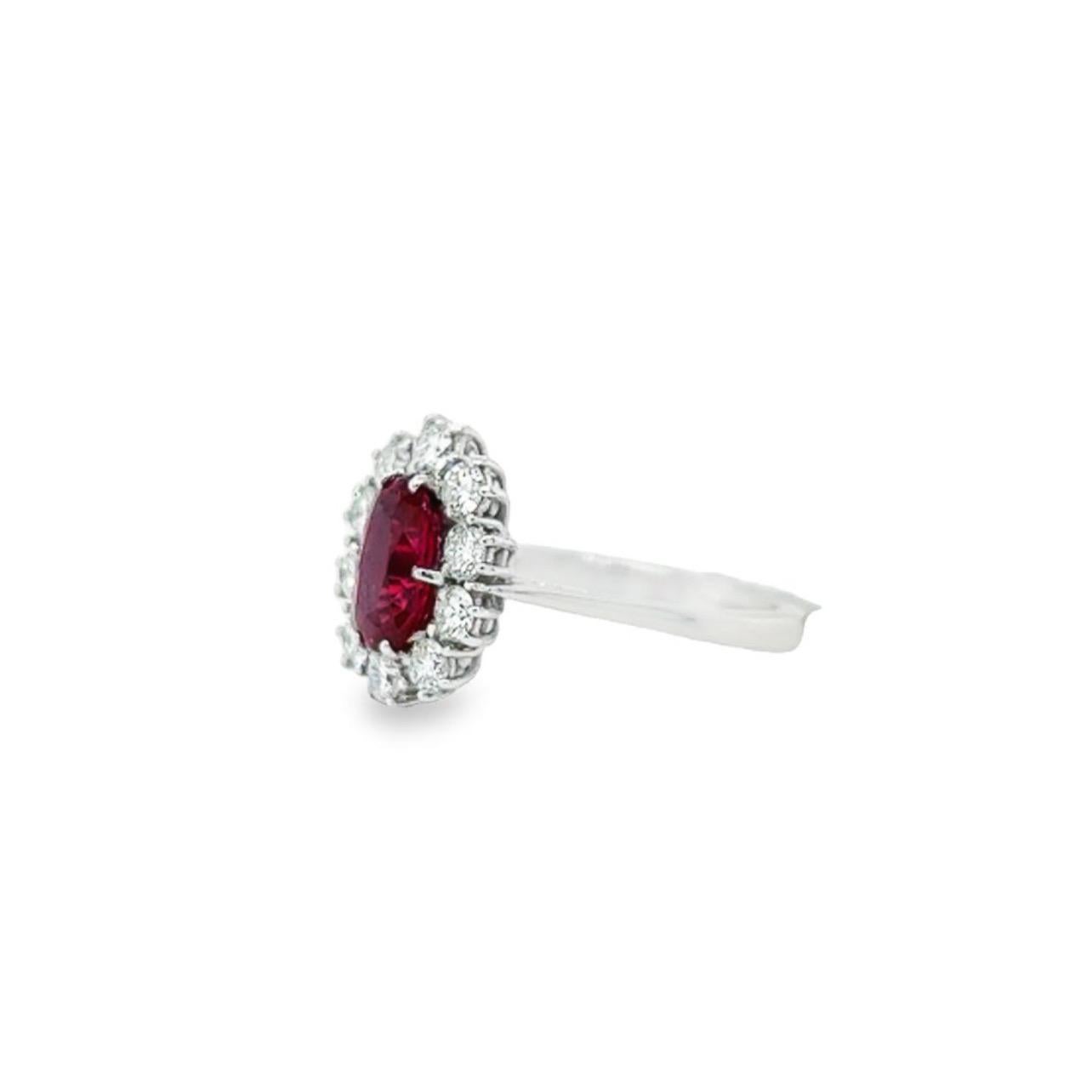 Women's 18 Karat White Gold Oval Ruby Diamond Cocktail Ring For Sale