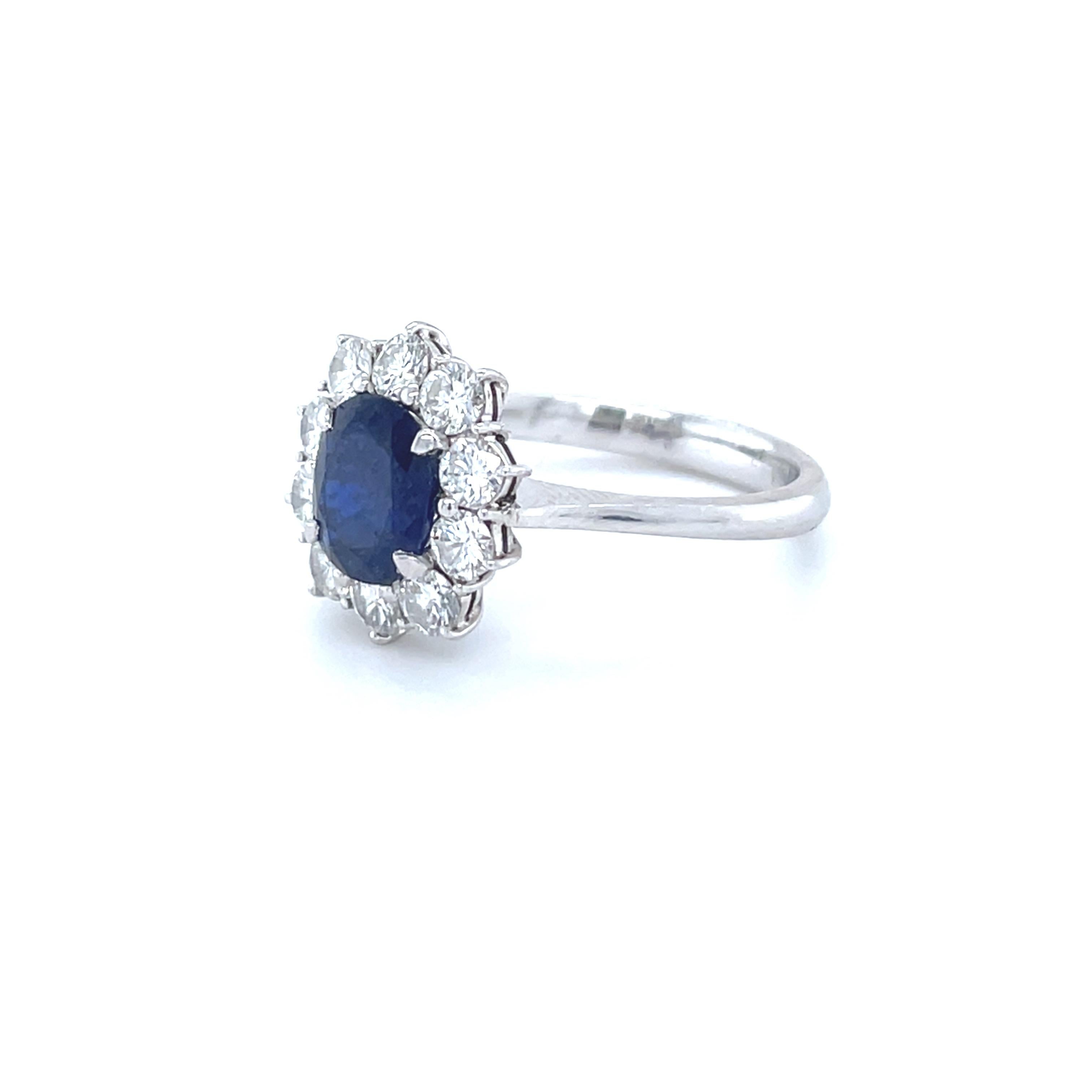 Oval Cut 18 Karat White Gold Oval Sapphire Diamond Cocktail Ring For Sale