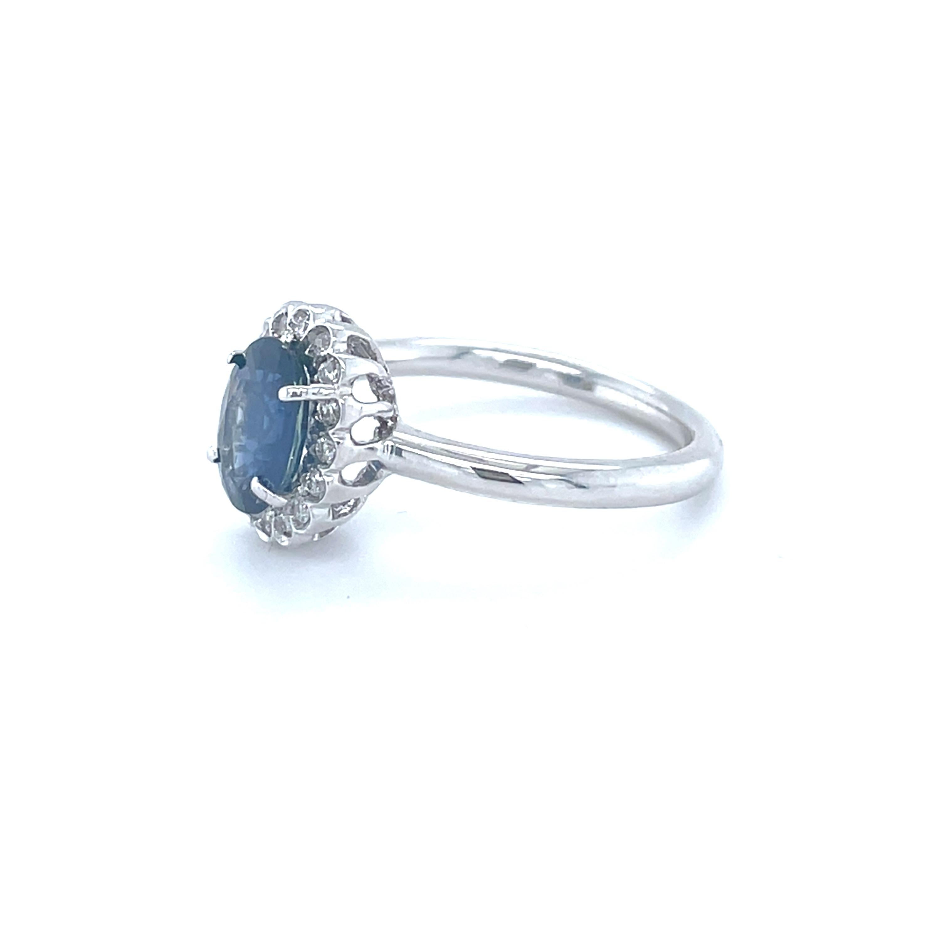 Oval Cut 18 Karat White Gold Oval Sapphire Diamond Cocktail Ring For Sale