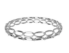 18 Karat White Gold Ovals and Rhombus Bangle Bracelet