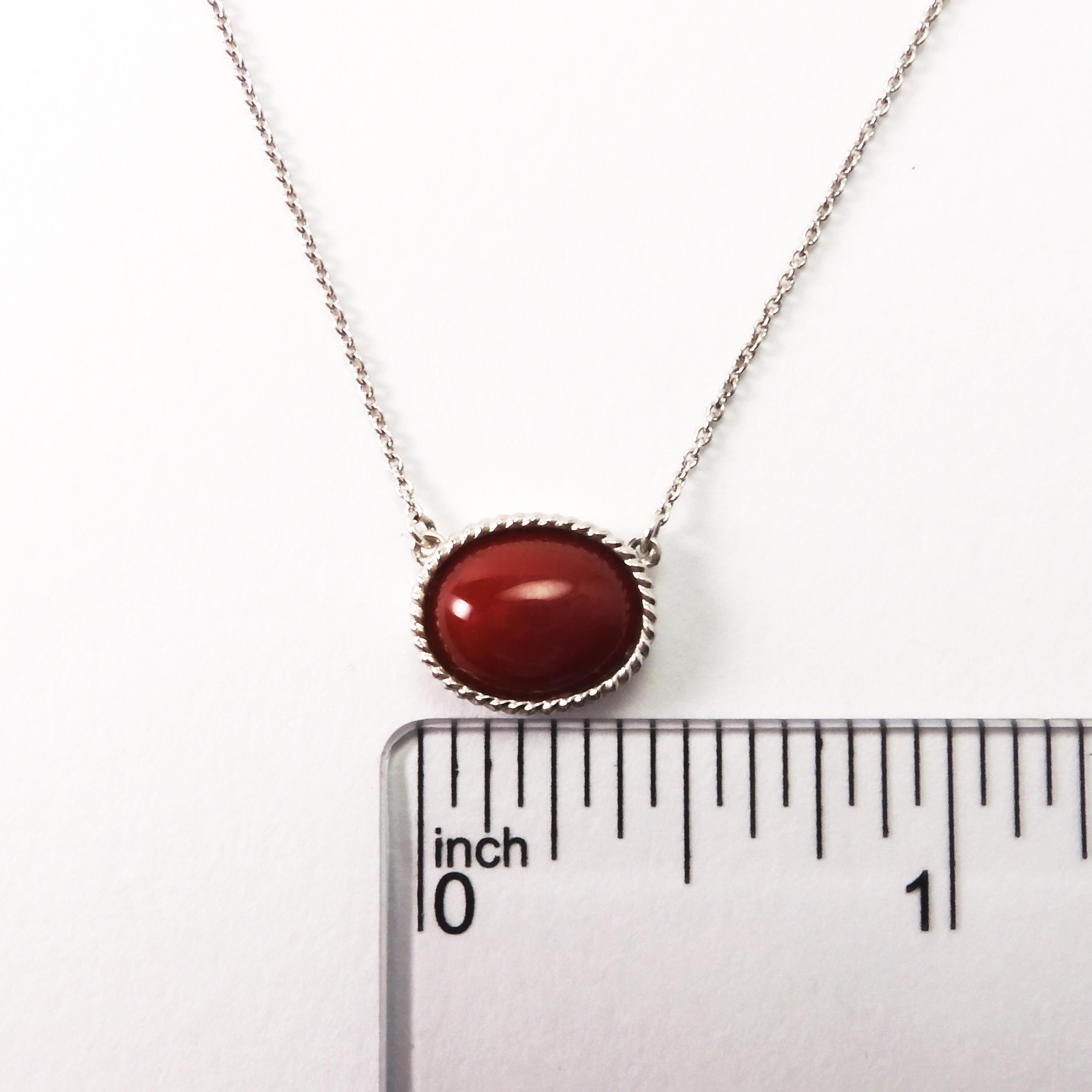 18 Karat White Gold Red Coral Pendant For Sale 3