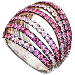 18 Karat White Gold Palladium Blue Pink Yellow Sapphires Ring Aenea