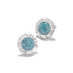18 Karat White Gold Paraiba and Diamond Stud Earrings