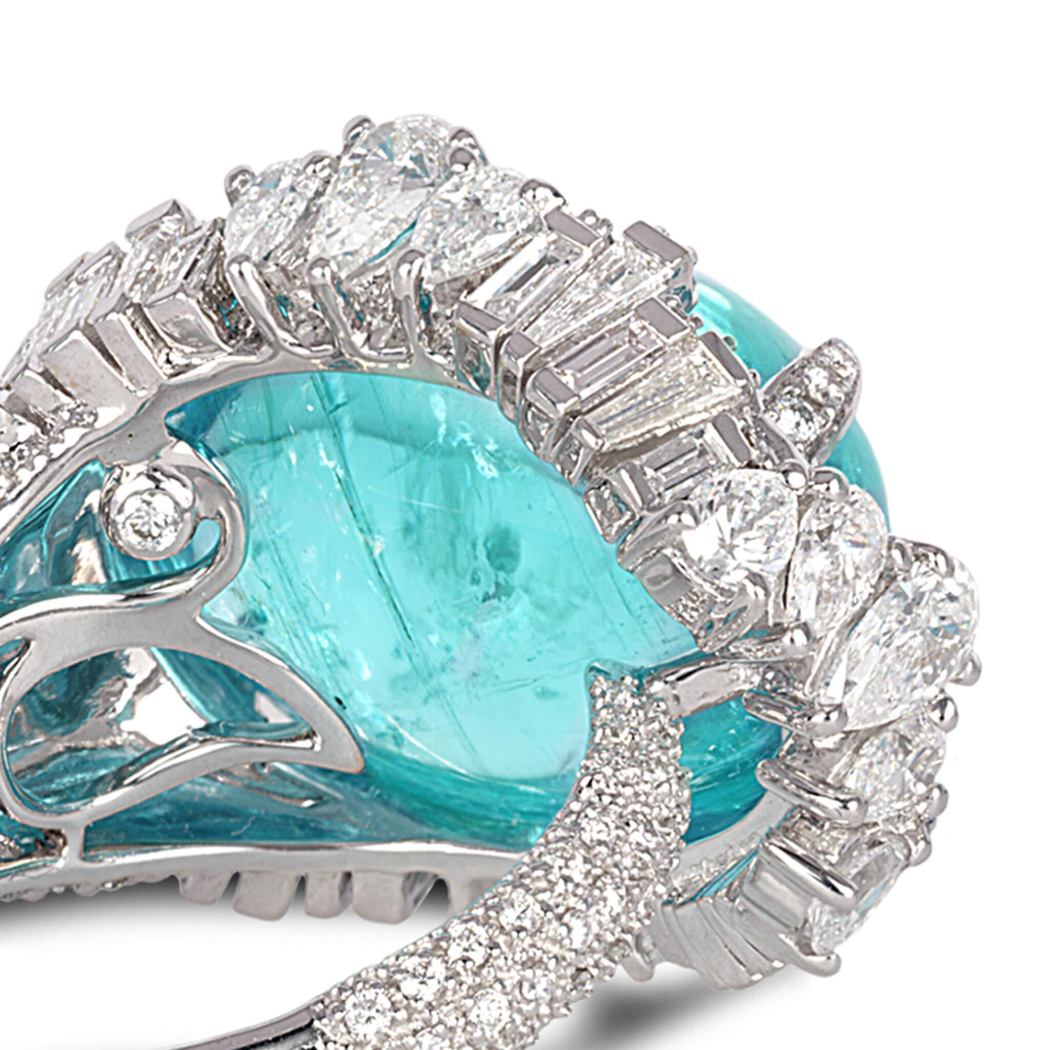 18 Karat White Gold Paraiba Cluster Ring 1