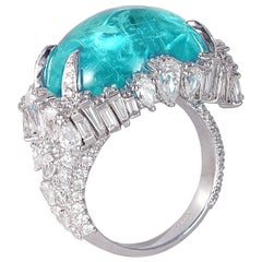 18 Karat Weißgold Paraiba Cluster-Ring