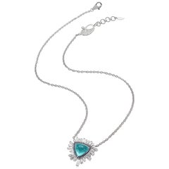 18 Karat White Gold Paraiba Pendant Necklace