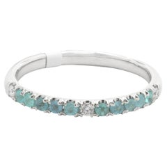 18 Karat White Gold Paraiba Tourmaline and Diamond Band