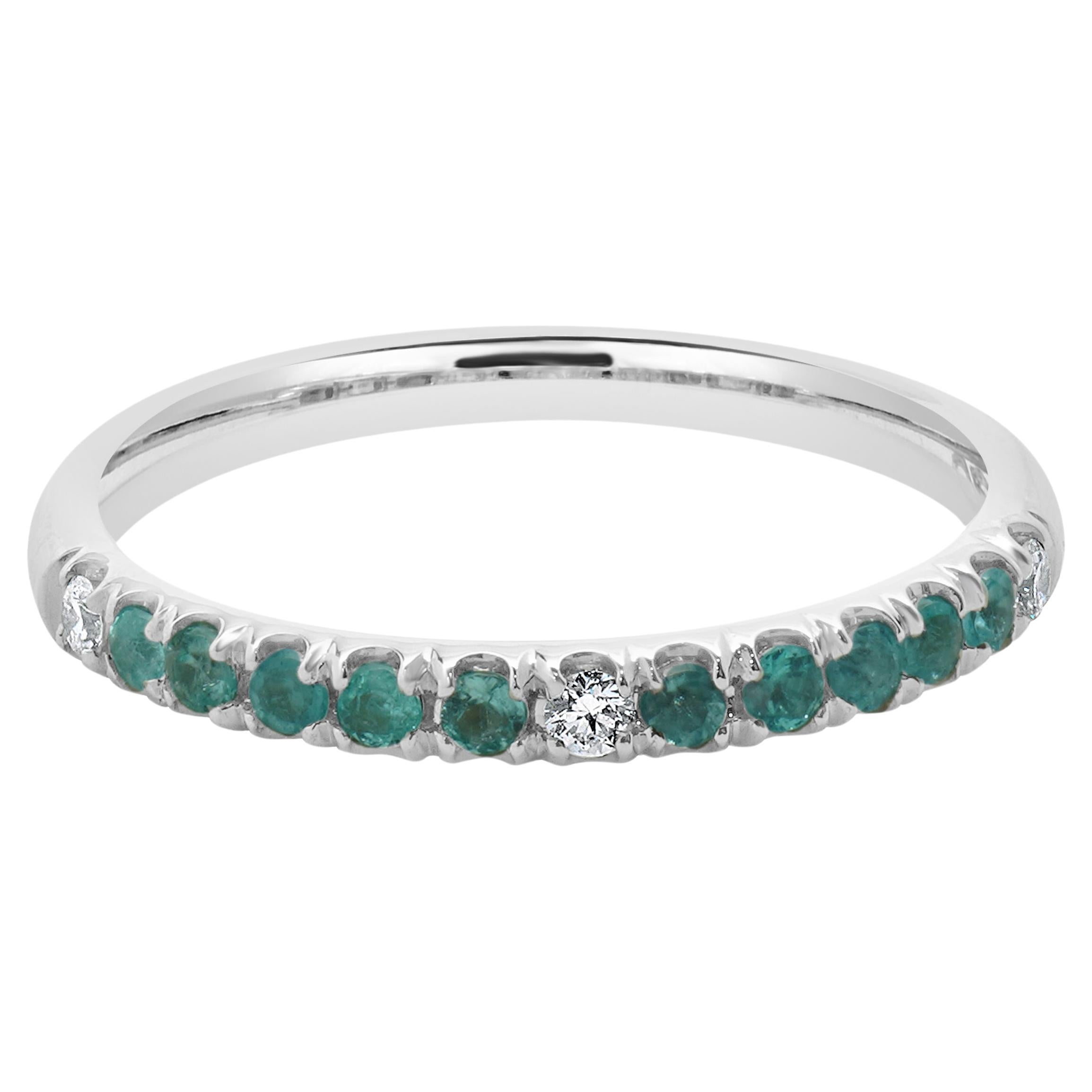 18 Karat White Gold Paraiba Tourmaline and Diamond Band For Sale