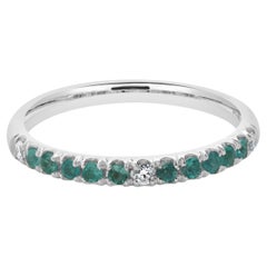 18 Karat White Gold Paraiba Tourmaline and Diamond Band