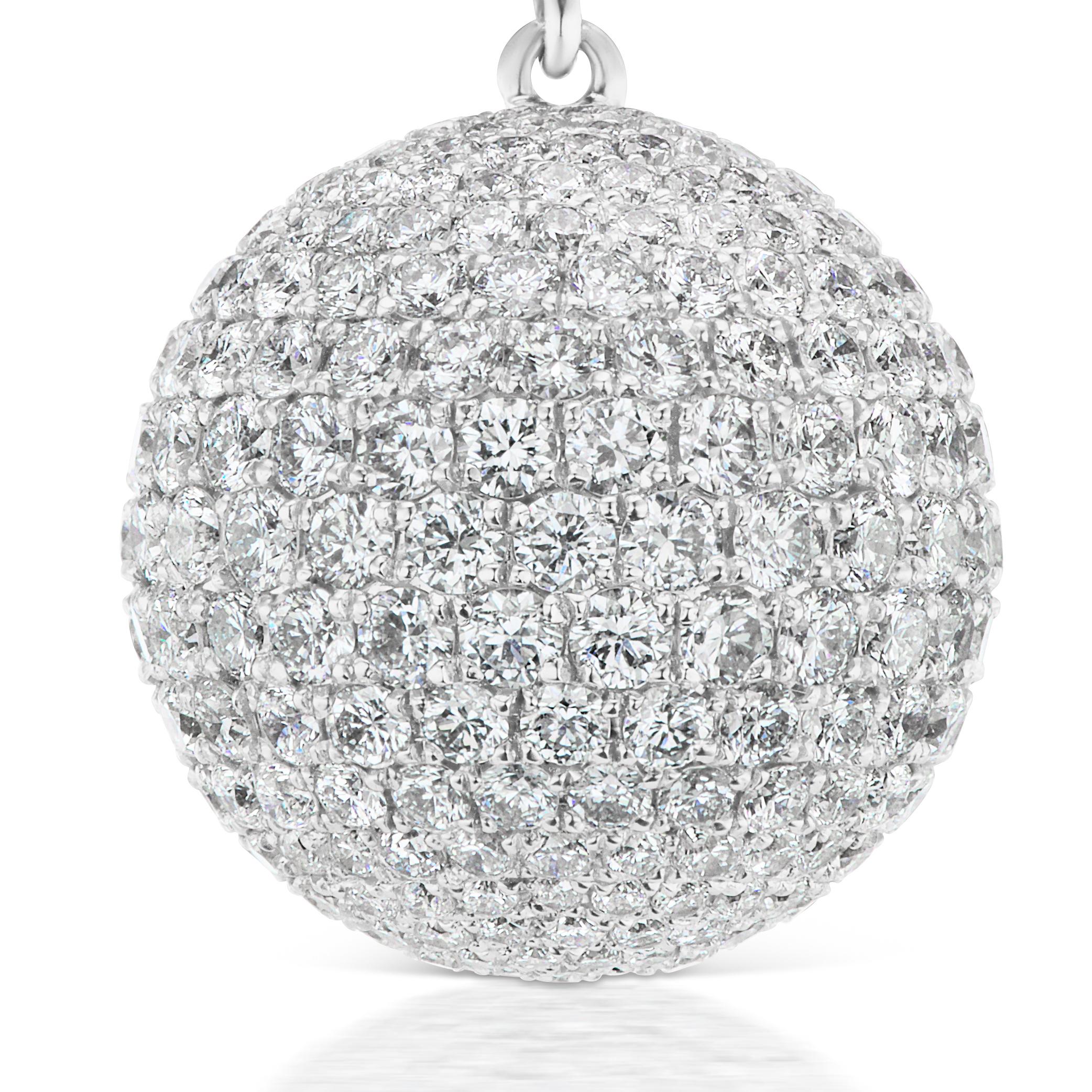 pave diamond ball drop earrings