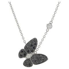 18 Karat White Gold Pave Black Diamond Butterfly Necklace