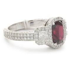 18 Karat White Gold Pave Diamond and Ruby Ring