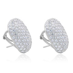 18 Karat White Gold Pave Diamond Button Earrings