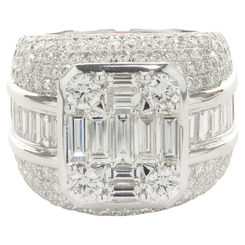 Wide Diamond Gold Oval Shape Split Shank Ring For Sale at 1stDibs ...