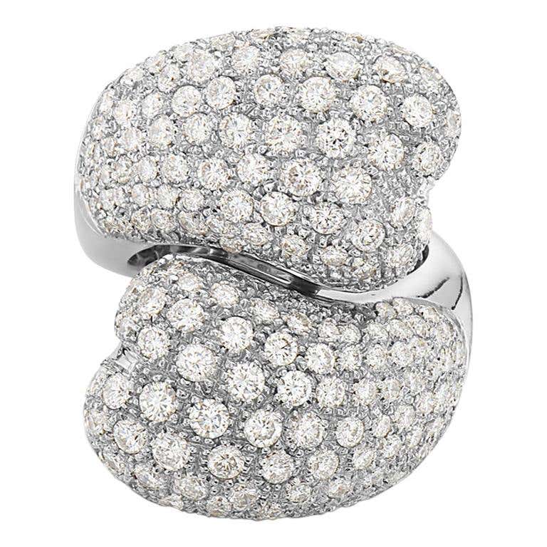 18 Karat White Gold Diamond Pave Ring Pinky Unisex For Sale at 1stDibs ...