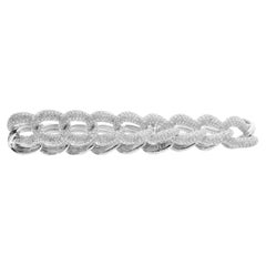 Used 18 Karat White Gold Pave Diamond Cuban Link Bracelet