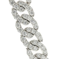 18 Karat White Gold Pave Diamond Cuban Link Necklace