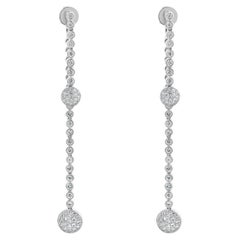 Pendientes Gota Disco Diamante Pave Oro Blanco 18 Kilates