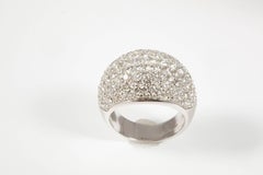 18 Karat White Gold Pave Diamond Dome Cocktail Ring