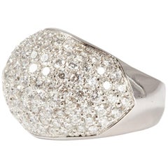 18 Karat White Gold Pave Diamond Dome Cocktail Ring