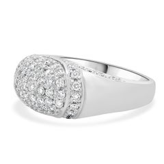 18 Karat White Gold Pave Diamond Dome Ring