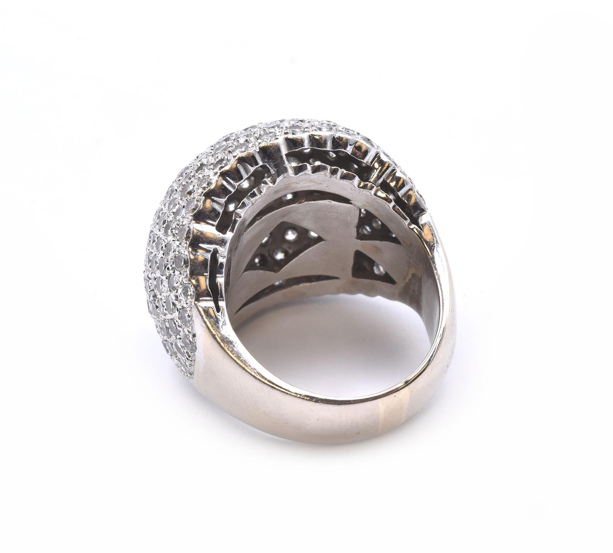 18 Karat White Gold Pave Diamond Dome Ring In Excellent Condition For Sale In Scottsdale, AZ
