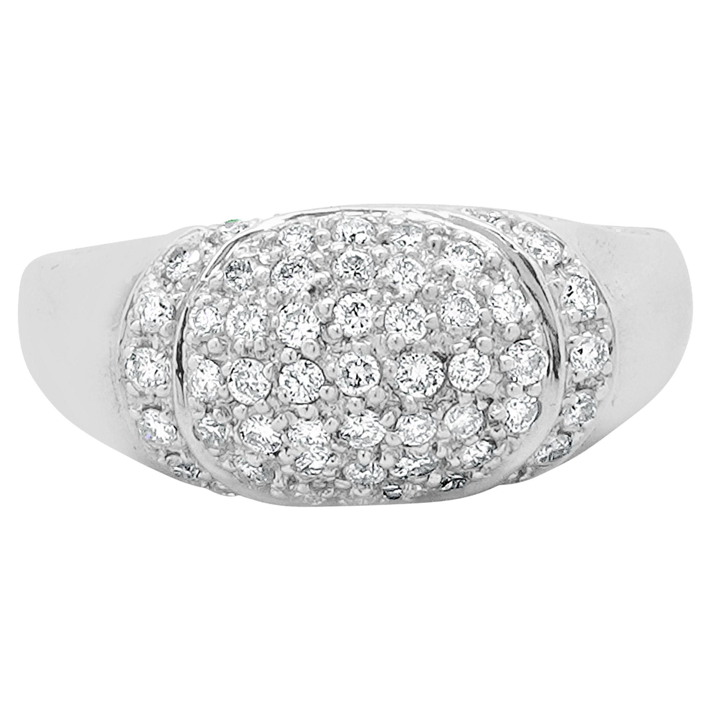 18 Karat Weißgold Pave Diamond Dome Ring