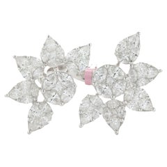 18 Karat White Gold Pave Diamond Double Flower Ring