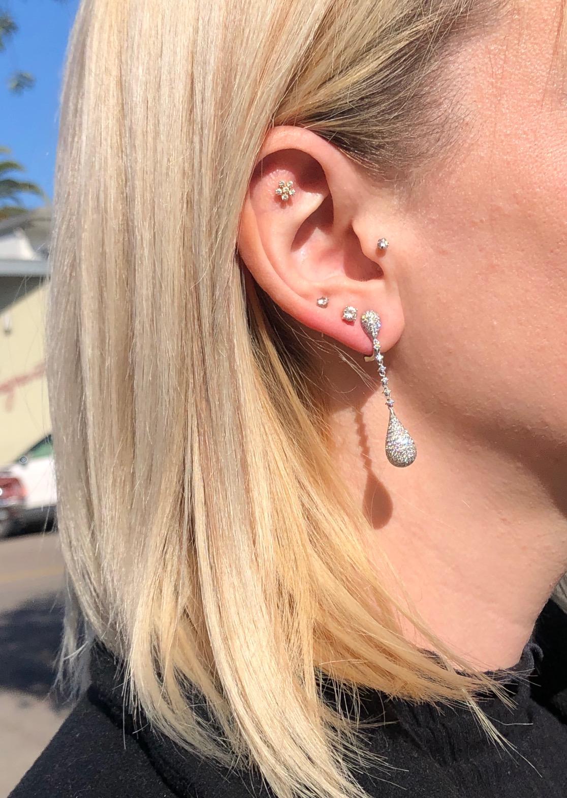 pave diamond dangle earrings