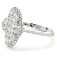 18 Karat White Gold Pave Diamond Elongated Cross Ring