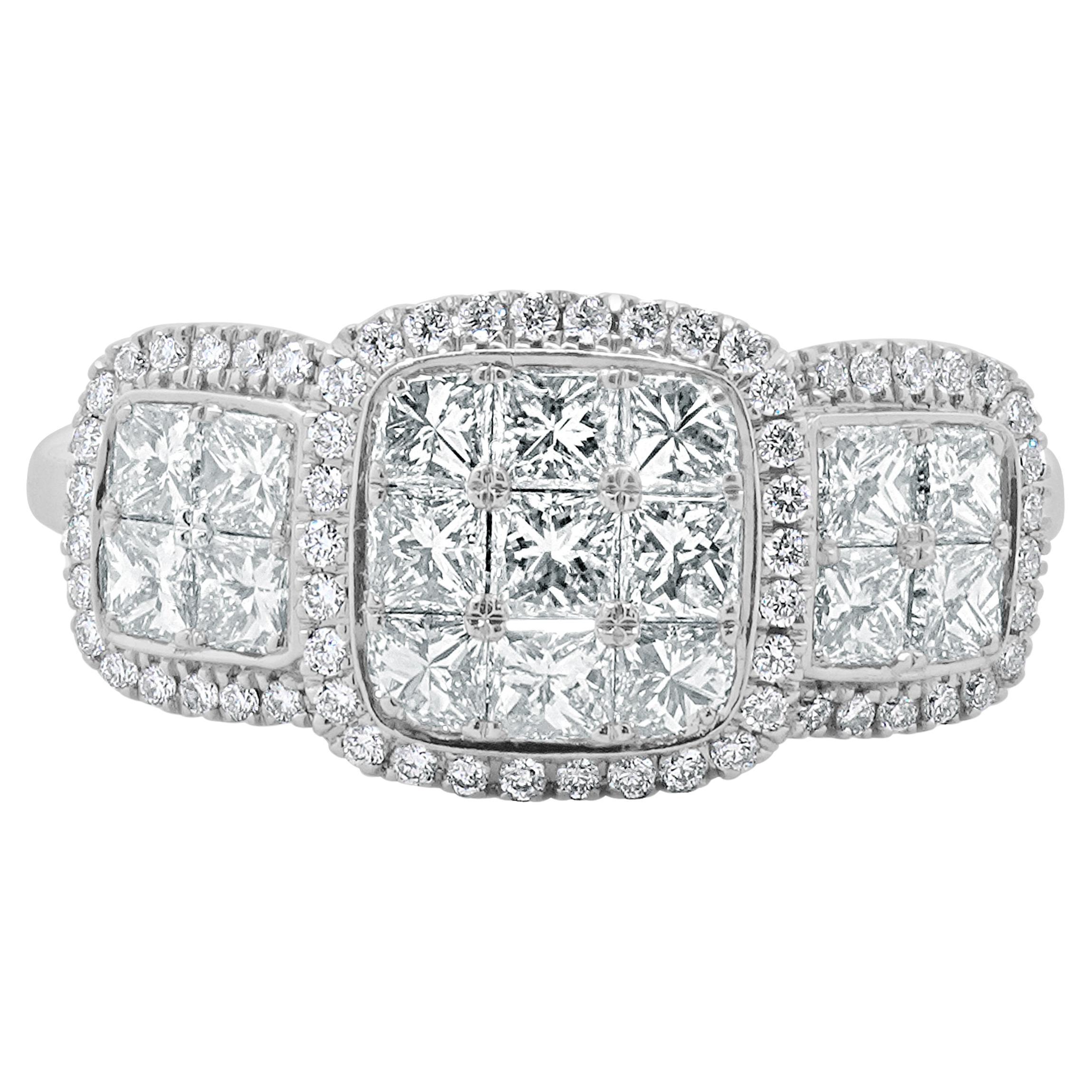 18 Karat White Gold Pave Diamond Engagement Ring For Sale