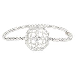 18 Karat White Gold Pave Diamond Filigree Stretch Bracelet