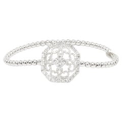 18 Karat White Gold Pave Diamond Filigree Stretch Bracelet