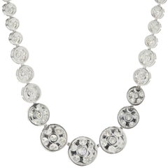 18 Karat White Gold Pave Diamond Graduated Collar Necklace