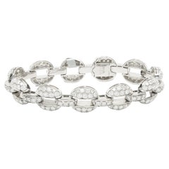 18 Karat White Gold Pave Diamond Half Circle Link Bracelet