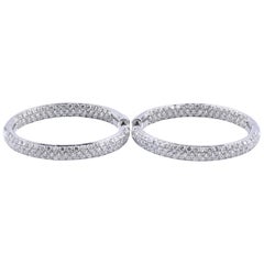 18 Karat White Gold Pave Diamond Hoop Earrings