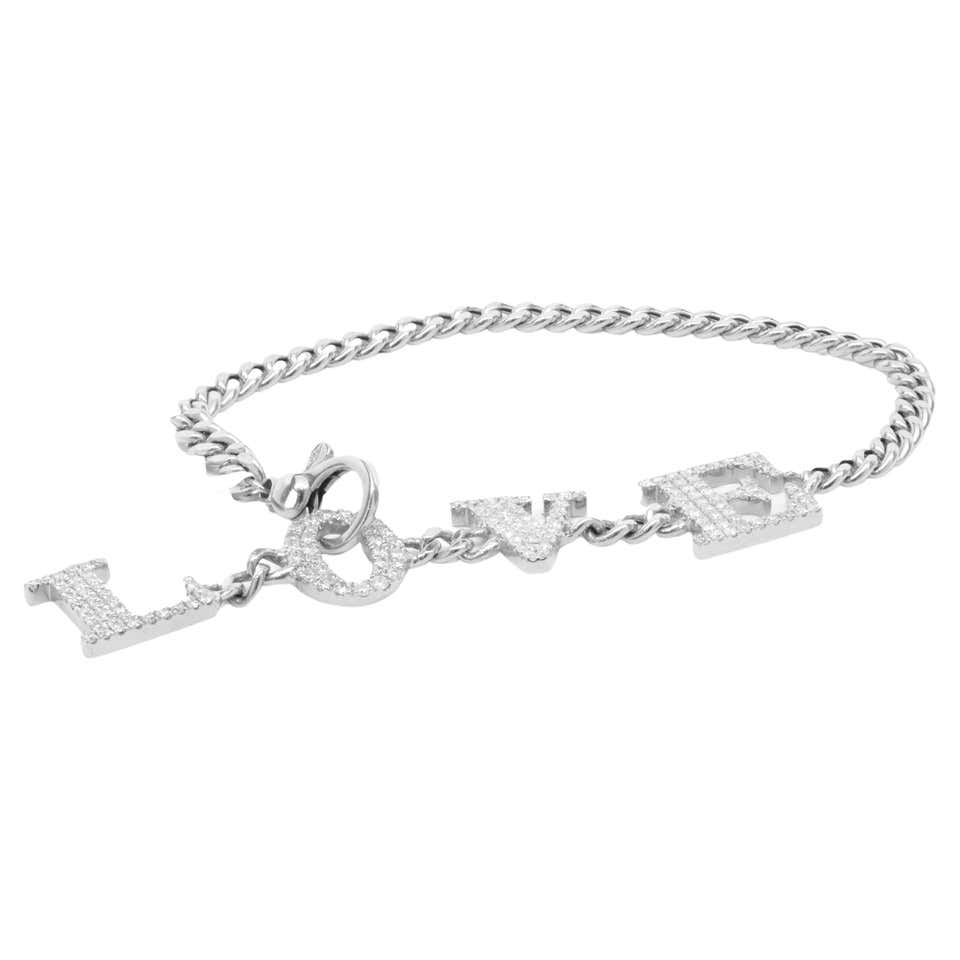 Chopard Classique 18 Karat White Gold Pave Diamond Chains Bracelet ...