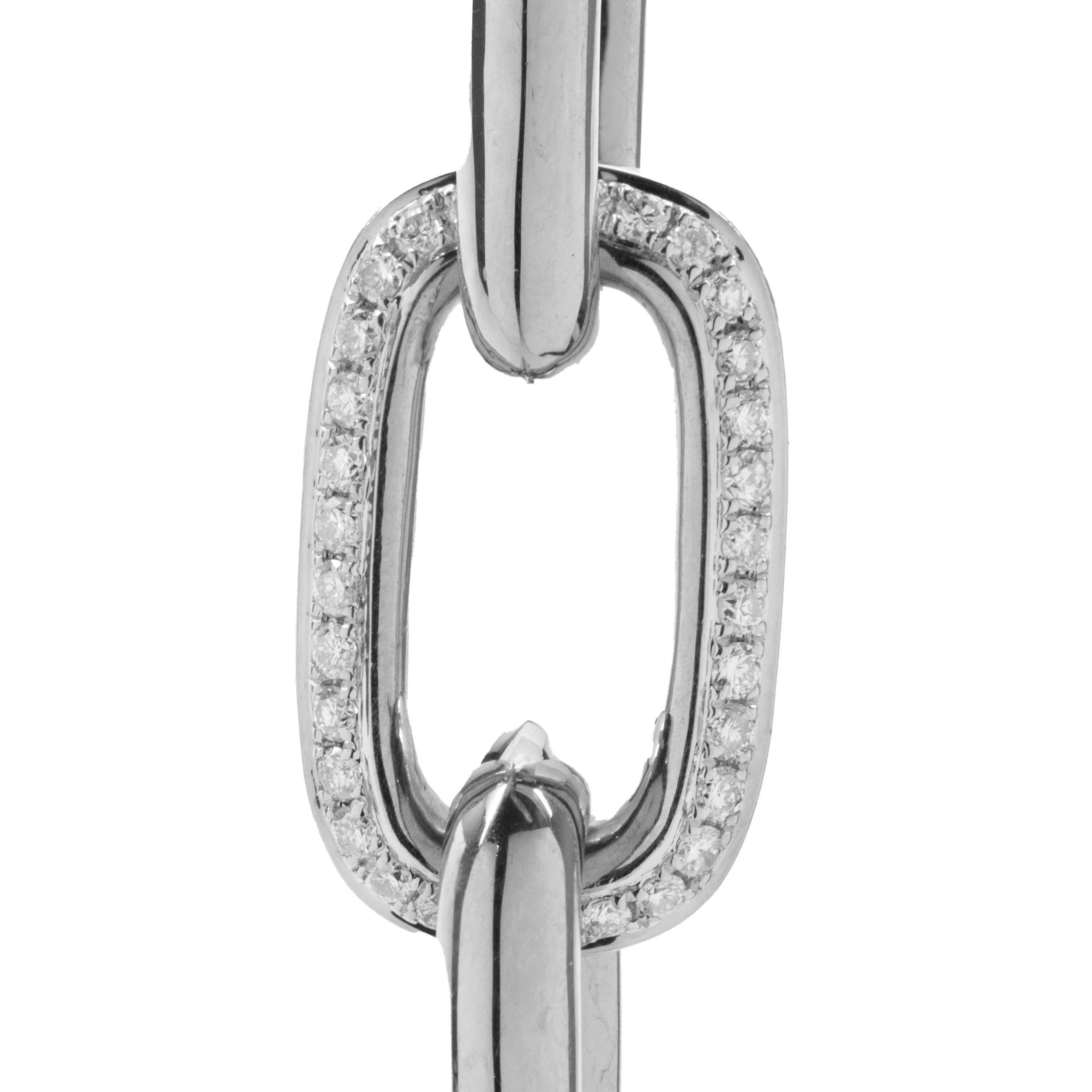 Designer: custom 
Material: 18K white gold
Diamond: 384 round brilliant cut = 6.30cttw
Color:  G
Clarity: VS2
Dimensions: bracelet will fit up to a 7.5-inch wrist
Weight: 26.39 grams
