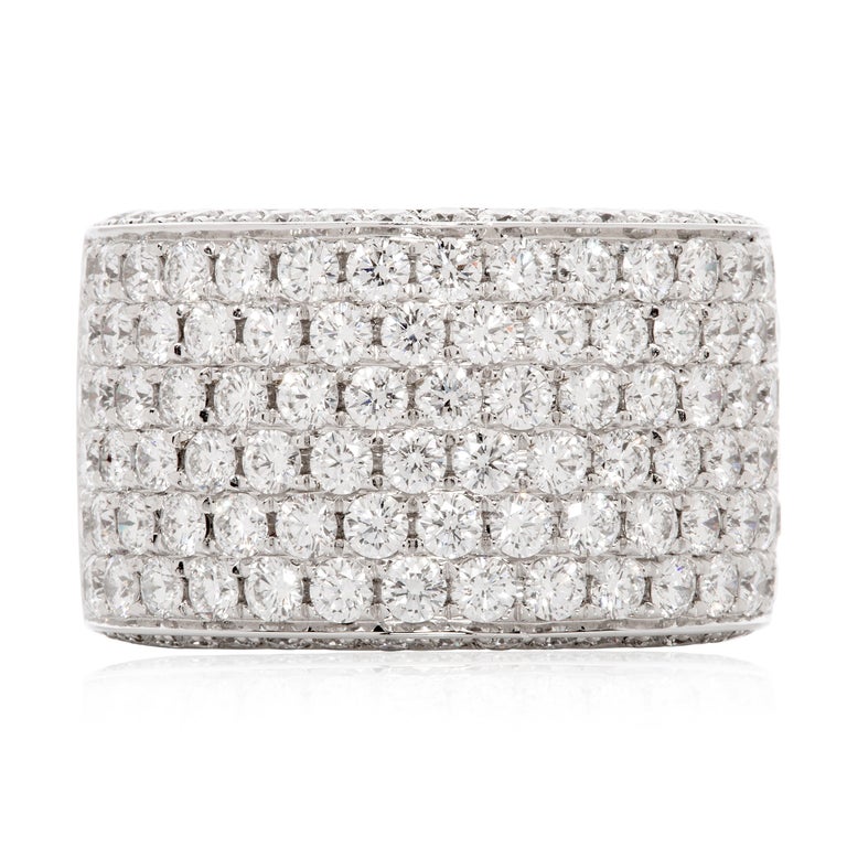 18 Karat White Gold Pavé Diamond Ring 2.76 Carat Total at 1stDibs