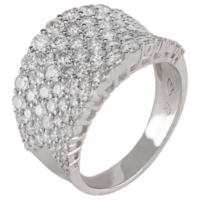 18 Karat White Gold Diamond Pave Ring Pinky Unisex For Sale at 1stDibs
