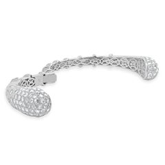 18 Karat White Gold Pave Diamond Rose Cut Cuff Bracelet