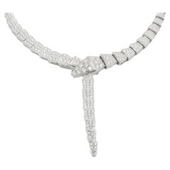 18 Karat White Gold Pave Diamond Serpenti Necklace	