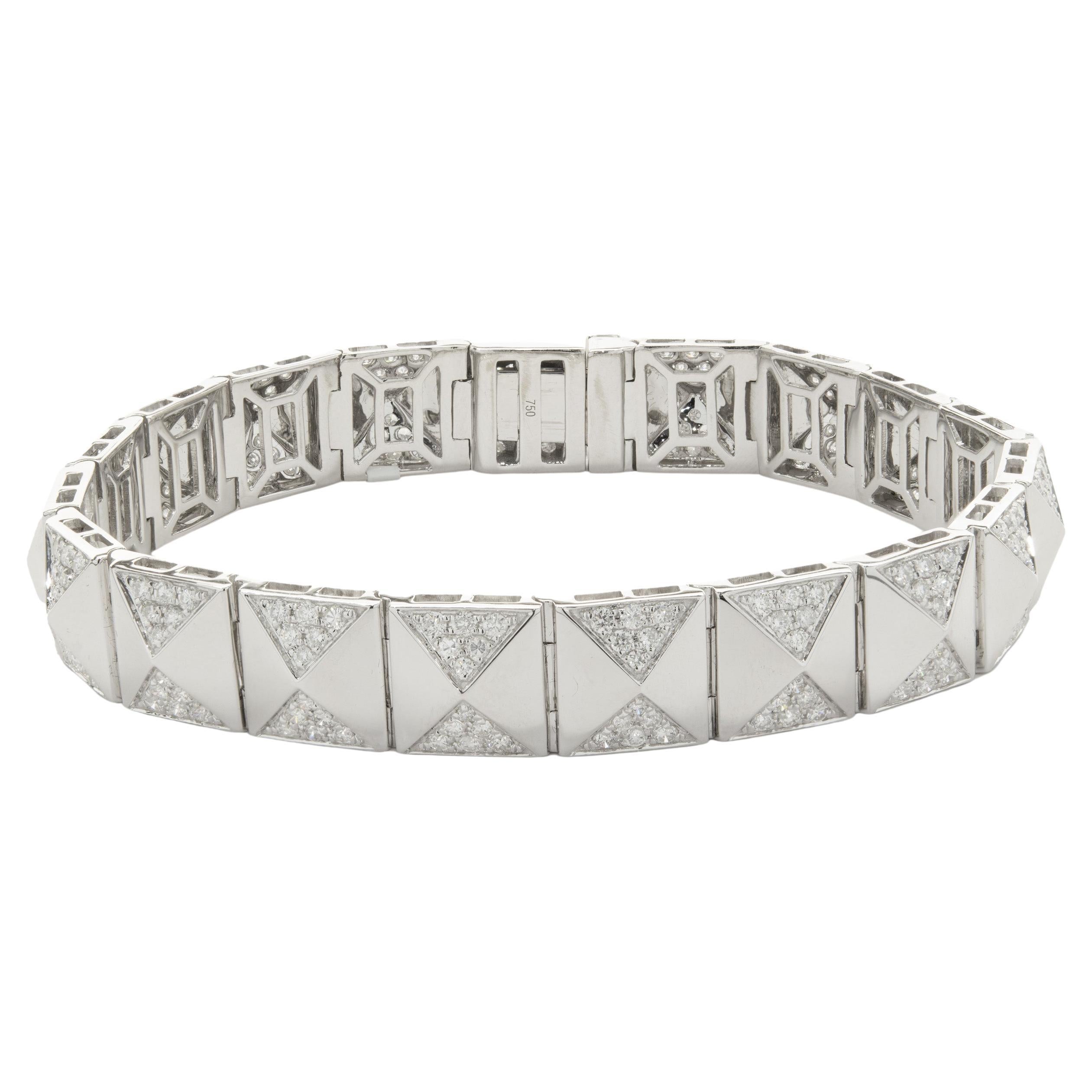 5.30 Carat Four-Row Diamond Pave Ladies Bracelet 18 Karat White Gold at ...