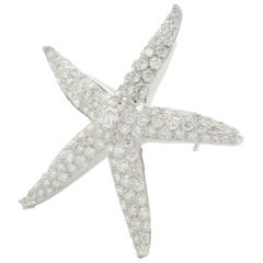 18 Karat White Gold Pave Diamond Starfish Pin