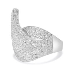 18 Karat White Gold Pave Diamond Teardrop Ring
